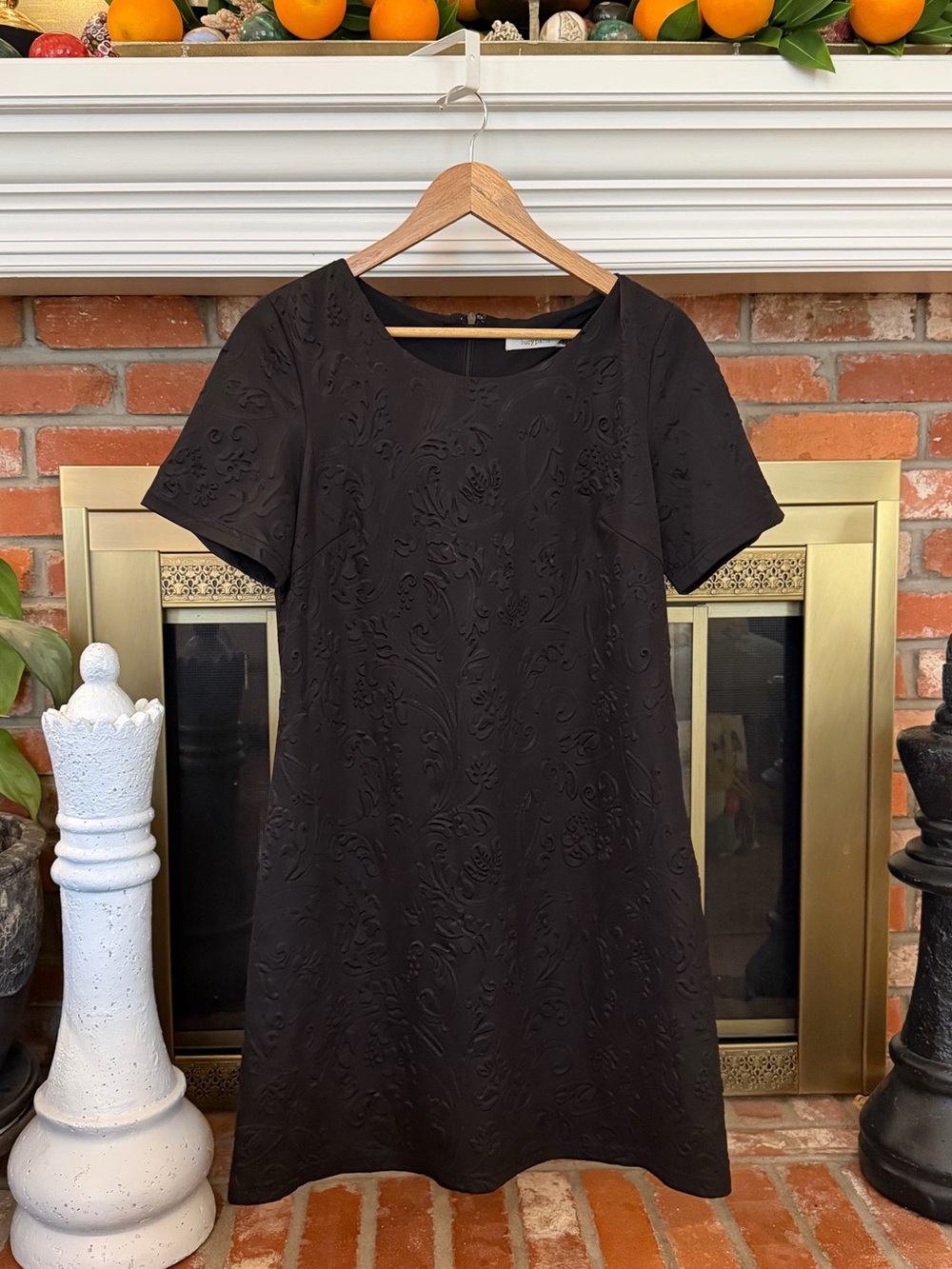 Lucy Paris Black Short-Sleeve Textured Mini Dress | LBD | Women’s S
